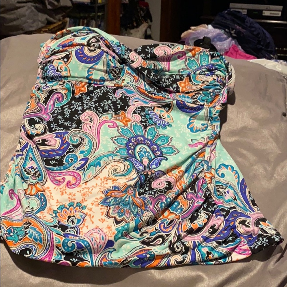 Blue paisley tankini